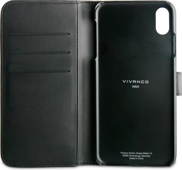 Actual product image Vivanco Leather flip case for iPhone 6,5", with stand function, card slots, black (Apple iPhone XS Max)
