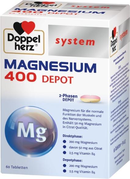 Doppelherz system MAGNESIUM 400 DEPOT, 60 tablets (60 Piece, Pills)