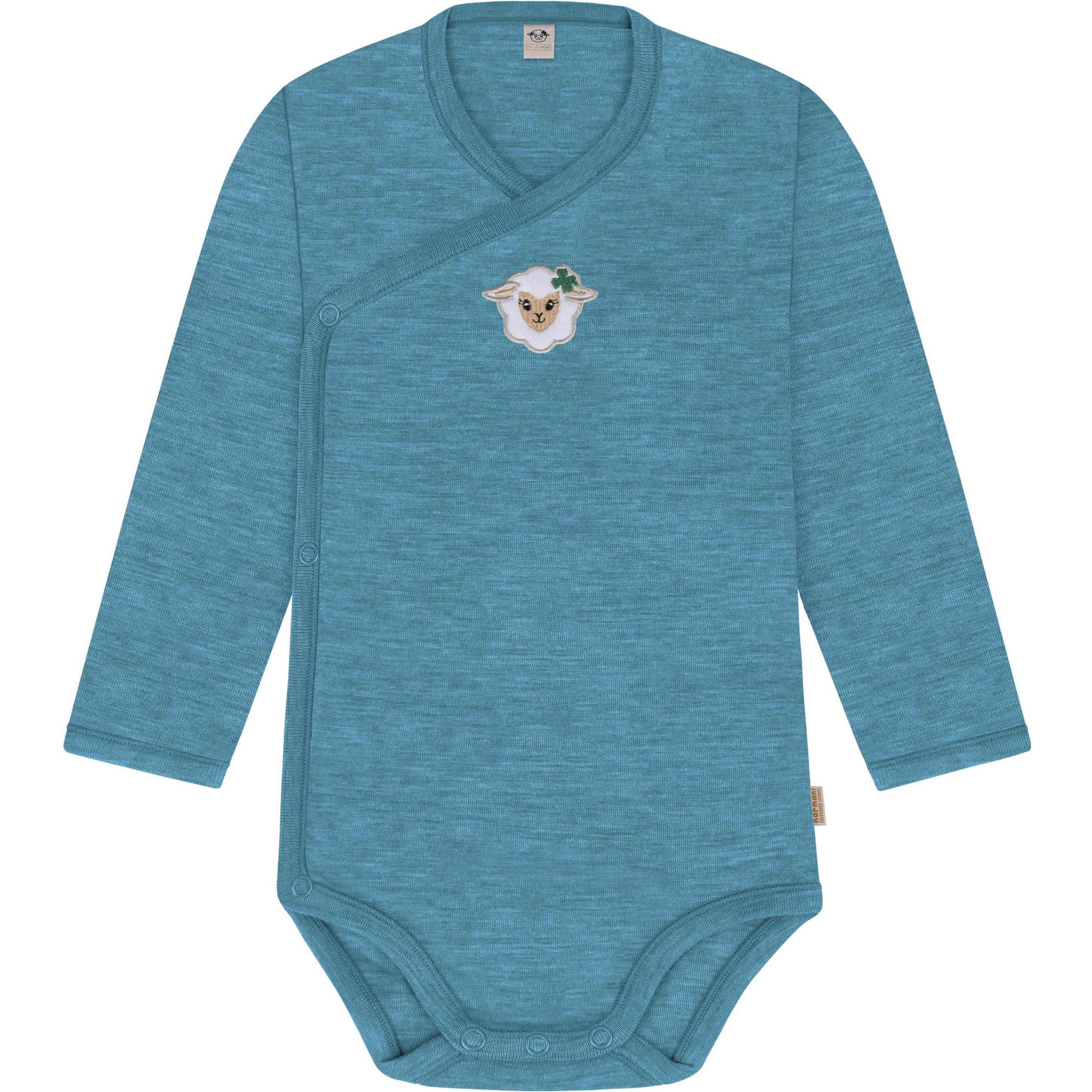 Normani, Herren, Body, Merino Baby-Body langärmeliger Wickelbody aus Merinowolle - 9341, Blau, (80)