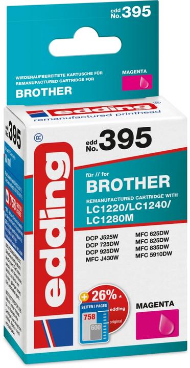 Energie-Label Edding Tintenpatrone Brother LC1240M EDD-395 ca. 885 Seiten magenta 8ml (M)