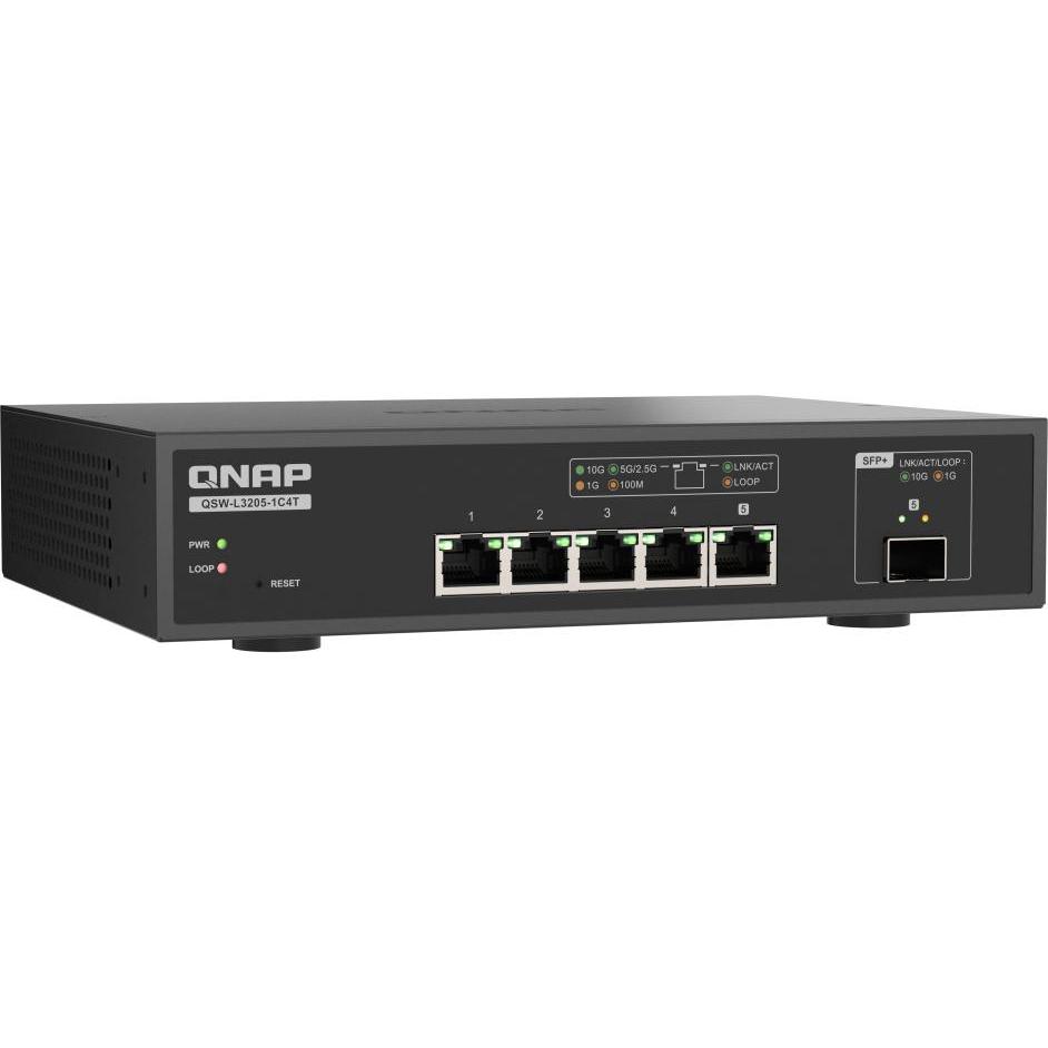 QNAP QSW-L3205-1C4T 4 ports 10Gbps 1 port 1 (5 Ports), Netzwerk Switch