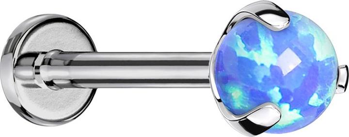 Actual product image Star Piercing Micro Threadless Labret silver with ball Opal blue set (without brass, Titanium)