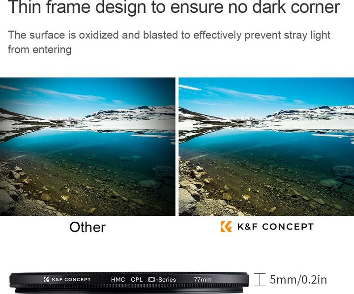 Immagine prodotto K&F Concept Filtro polarizzatore circolare 58MM Ultra-Slim 18 rivestimenti multistrato (serie C) (58 mm, Filtri polarizzanti)