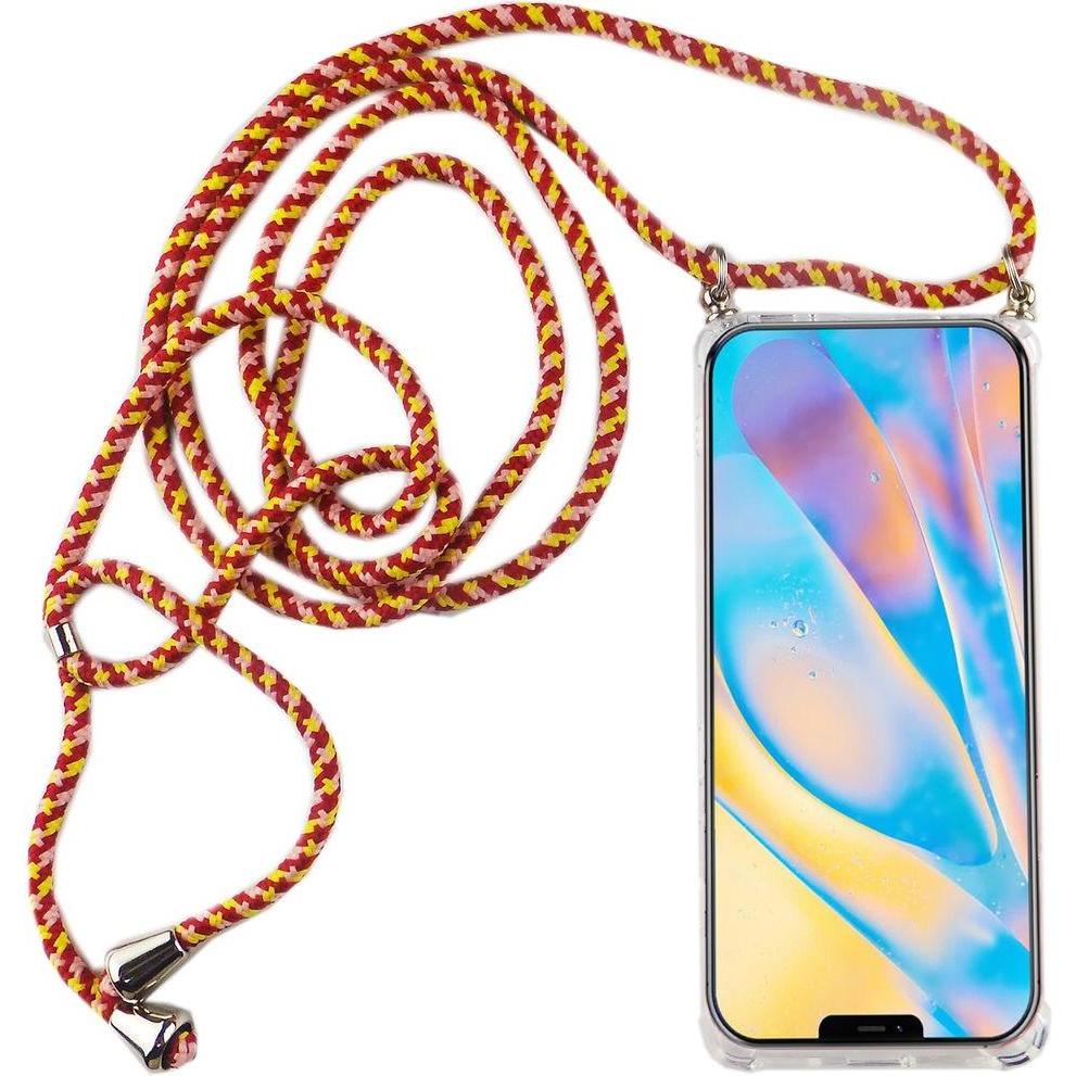 König Design Apple iPhone 12 mini Handykette Hülle mit Band Case zum umhängen Kordel Rot Neu, Handykette, Transparent