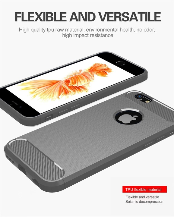 Immagine prodotto Cadorabo TPU Ultra sottile in acciaio inossidabile al carbonio Combi Cover (Apple iPhone 6 Plus)