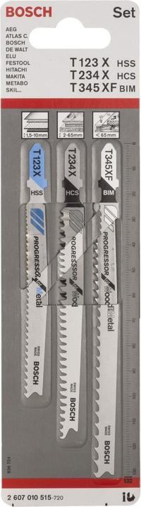 Produktbild Bosch Professional Zubehör 3-tlg. Stichsägeblatt-Set, T-Schaft, Progressor for Wood and Metal