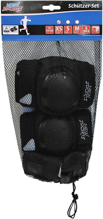 New Sports Protector set black, size XS up to 25 kg (XS, Elbow protectors, Knee pad, Wrist protectors, 6 pieces)