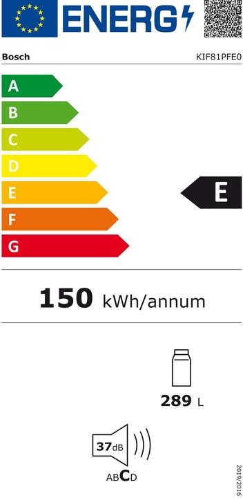 Label énergétique Bosch Hausgeräte KIF81PFE0 (289 l)