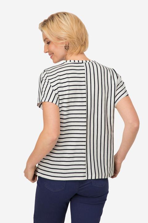 Actual product image Laurasøn T-Shirt, Ringelmix, V-Ausschnitt, Halbarm, OEKO-TEX Made in Green (L)