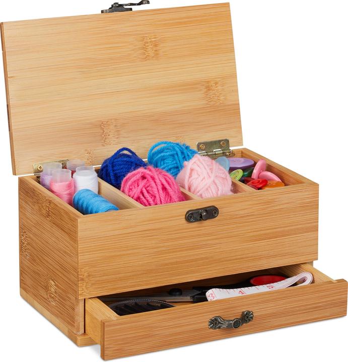 Actual product image Relaxdays Sewing Box,4 Compartments