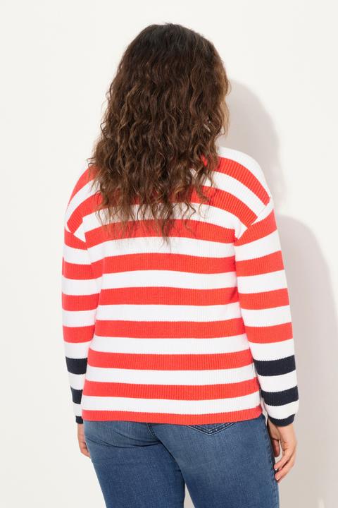 Actual product image Ulla Popken Mixed Stripe Long Sleeve Sweater (56)