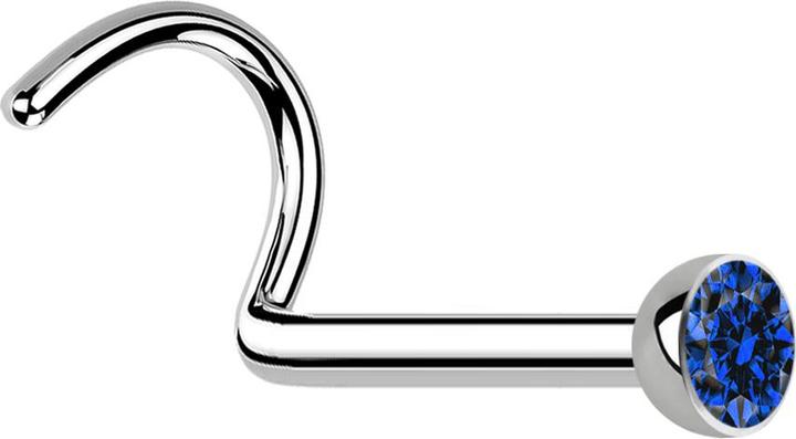 Immagine prodotto Star Piercing Perno nasale curvo in argento con cristallo blu scuro (senza ottone, Acciaio chirurgico 316L)