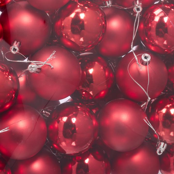 Actual product image Relaxdays - Weihnachtskugeln 50er Set, Rot/ Silber, 7 x 6 cm (50 -part)