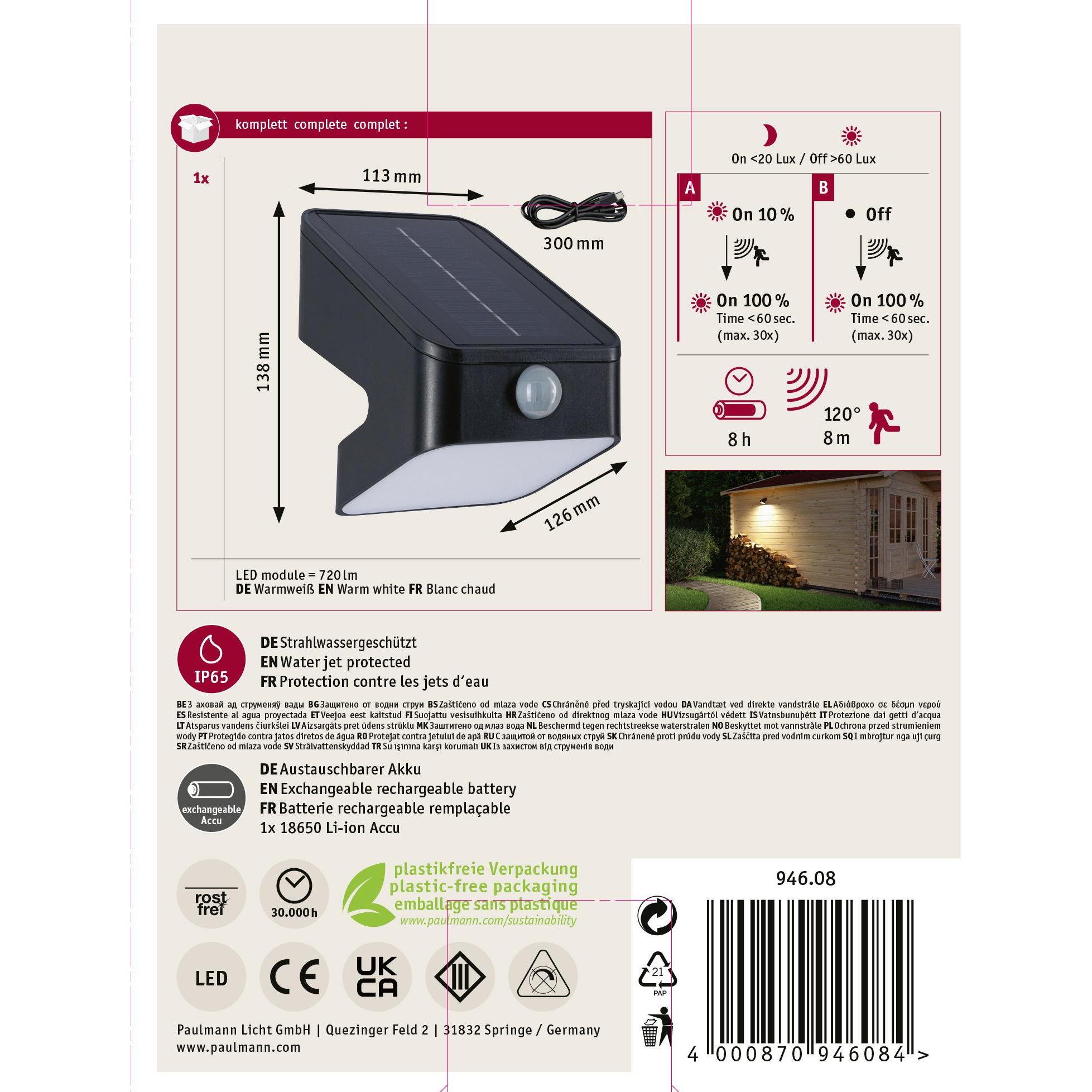 Thumbnail - Paulmann, Gartenbeleuchtung, Solar Wandfluter Lesly (720 lm, IP65)