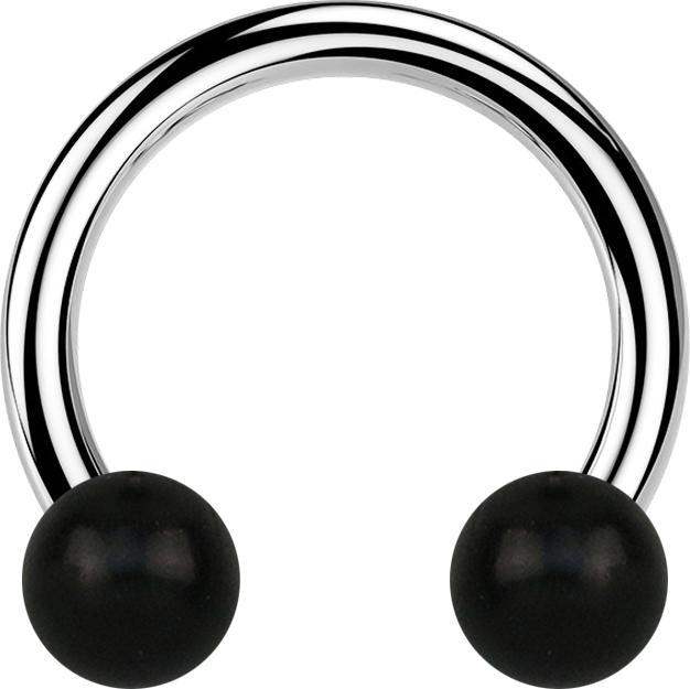 Immagine prodotto Star Piercing Bilanciere circolare in argento con due sfere di corno nero (senza ottone, Acciaio chirurgico 316L, Organico)
