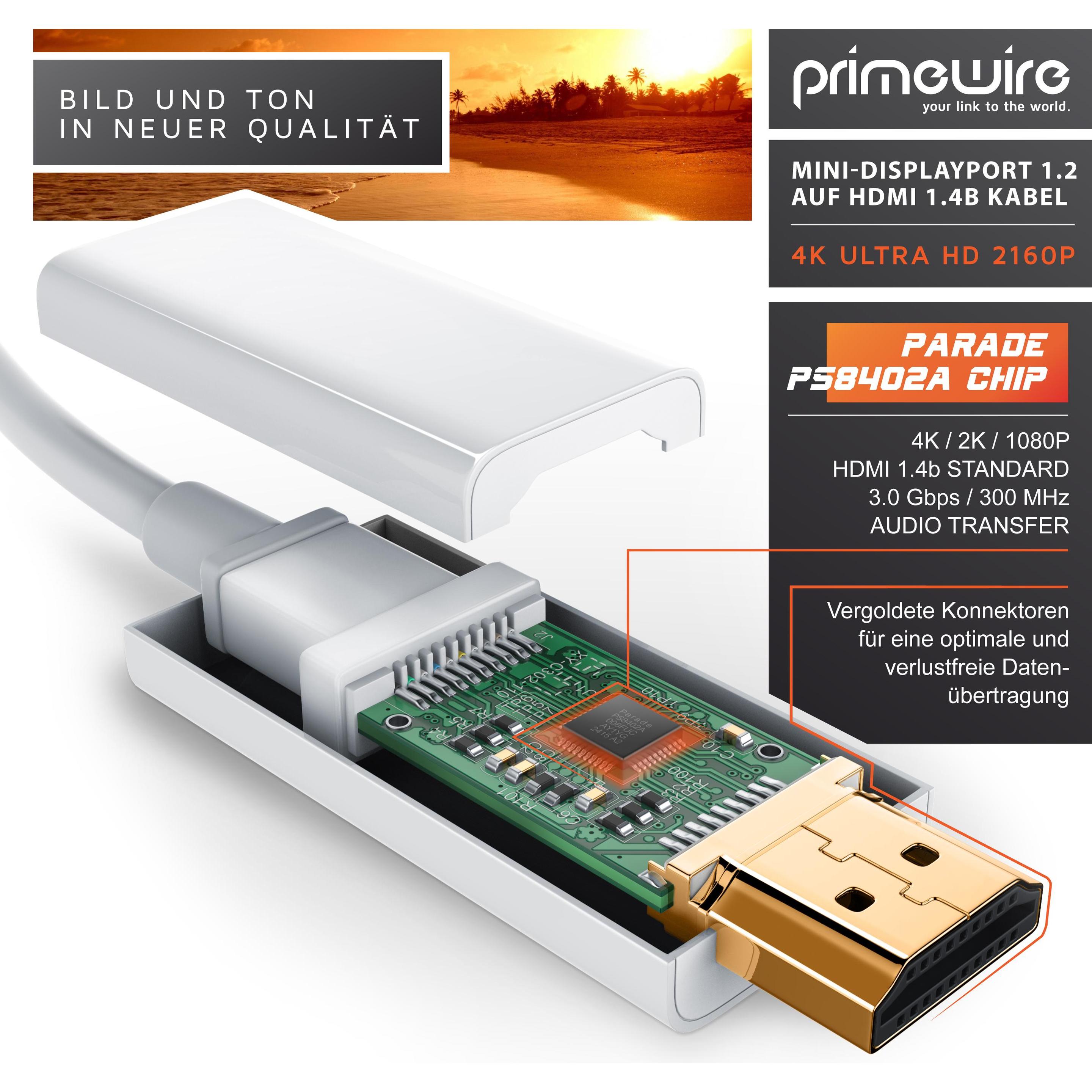 Thumbnail - Primewire 4k Mini Displayport 1.2 auf HDMI Kabel Thunderbolt 1- und Thunderbolt 2 Ports 4K Ultra HD 2160p (1 m, DisplayP...