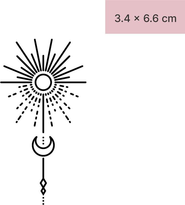 minink Temporäres Tattoo – Sonne mit Halbmond