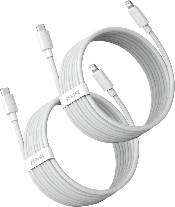 Actual product image Baseus Simple Wisdom Data Cable Kit USB-C to Lightning PD 20W (2PCS/Set) 1.5m White (1.50 m, 20 W)