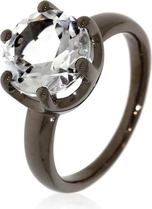 Immagine prodotto Xen Anello con cristallo di rocca da 10 mm e circa 4,5 carati. Rodio nero (54, 925 Argento)