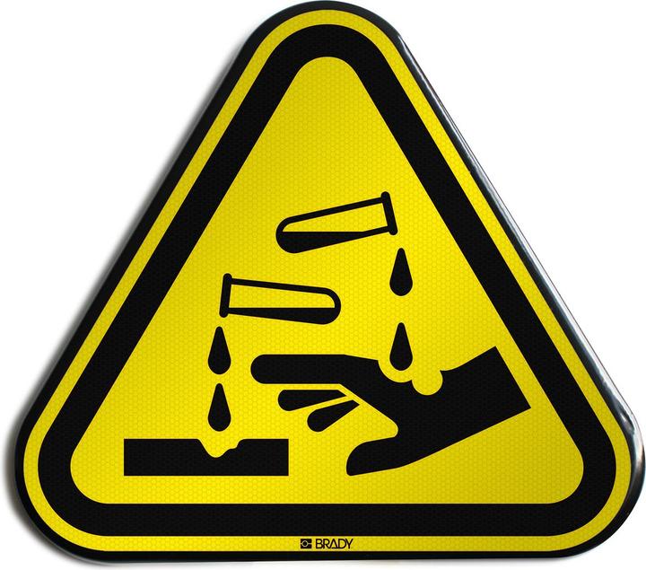 Actual product image Brady W/W023/DE258/RFLBD-600X400-1, ISO safety sign - Warning against corrosive substances, aluminium