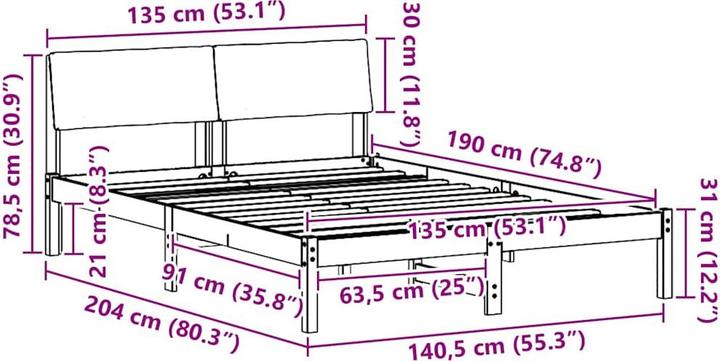 Image du produit vidaXL Plattformbett (135 x 190 cm)