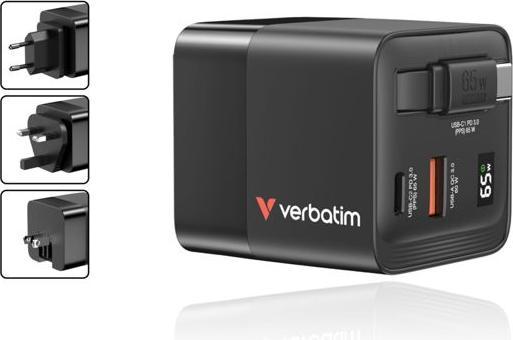 Immagine prodotto Verbatim GaN Charger Retractable Cable (65 W, 3 porte)