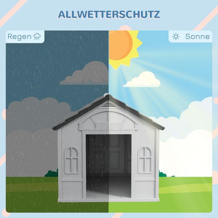 Produktbild Swisshandel24 Hundehütte, Hundehaus mit Satteldach, wetterfest Kleintierhaus Hundehütte Grau (Hundehütte)