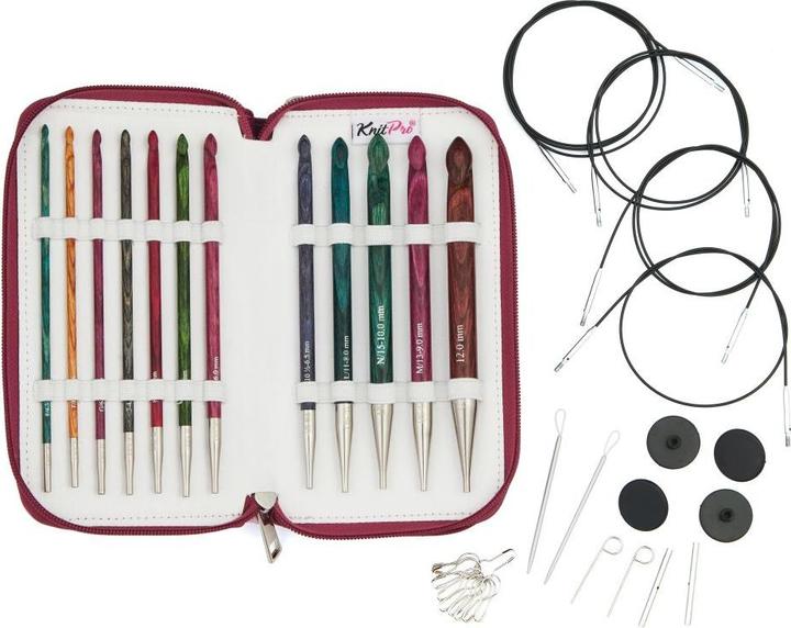 Knitpro Afghanische/Tunesische Häkelnadelset Grande einseitig Dreamz Holz 3,50 - 8,00 mm