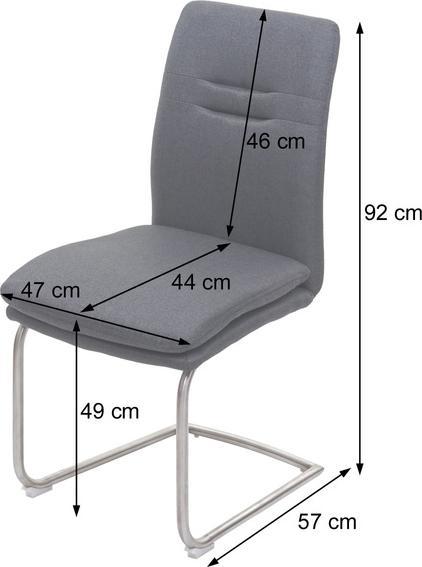 Image du produit Swisshandel24 2x chaise de salle à manger HWC-H70, chaise de cuisine à piétement luge, tissu/textile, inox brossé