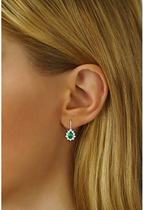 Produktbild Silvego Silver earrings with green Swarovski stone Created Stones SILVEGO31866G (100% Sterling Silber)