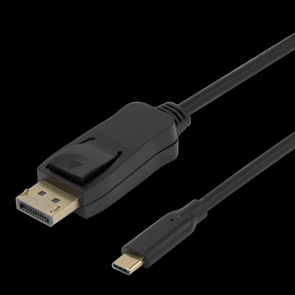 Thumbnail - Deltaco 8K USB-C/DisplayPort Kabel 7680x4320 30Hz 1m schwa (1 m, DisplayPort), Video Kabel