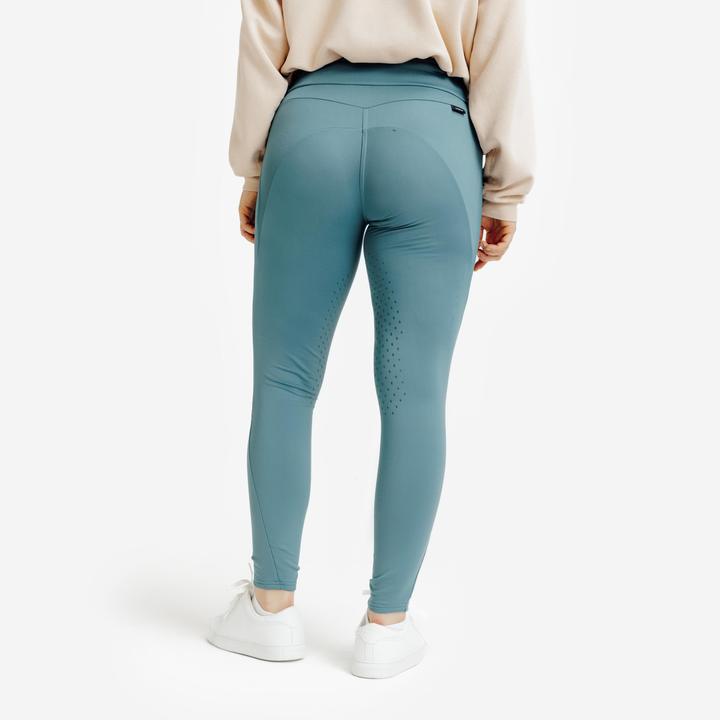 Image du produit Fouganza Legging équitation chaud femme basanes silicone vert cendré (XL)