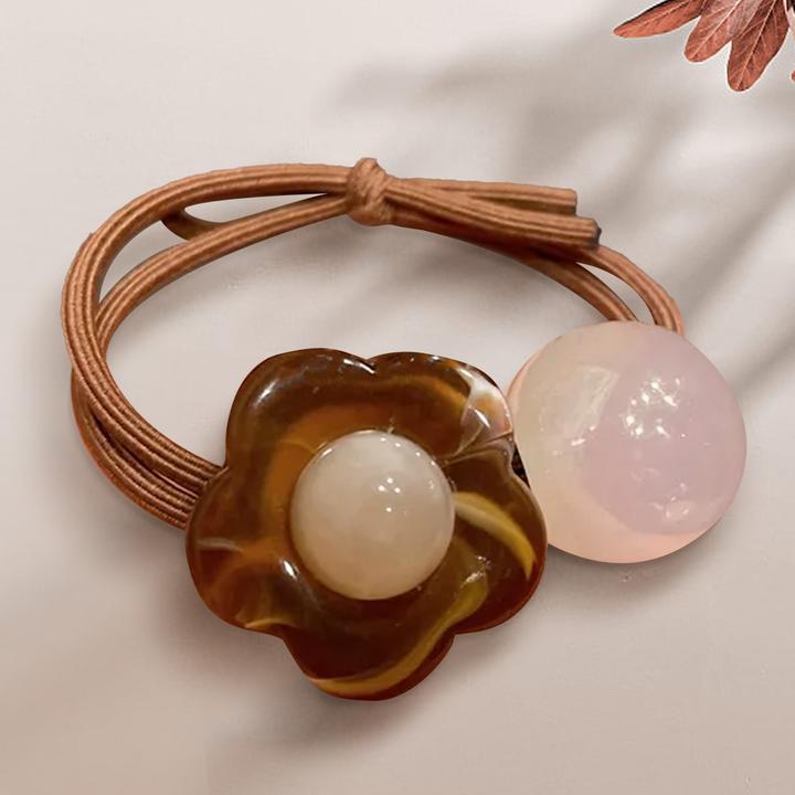 Immagine prodotto Avizar Perlen-Haargummi mit Perlenblume (Elastico per capelli)