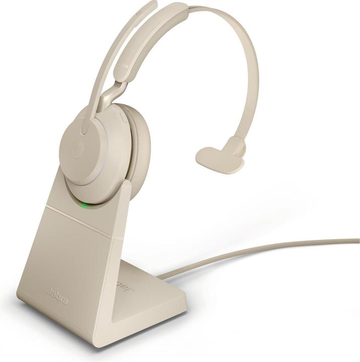 Productafbeelding Jabra Headset Evolve2 65 Mono UC Beige, USB-C, Oplaadstation (Draadloze, USB-C, Skype)