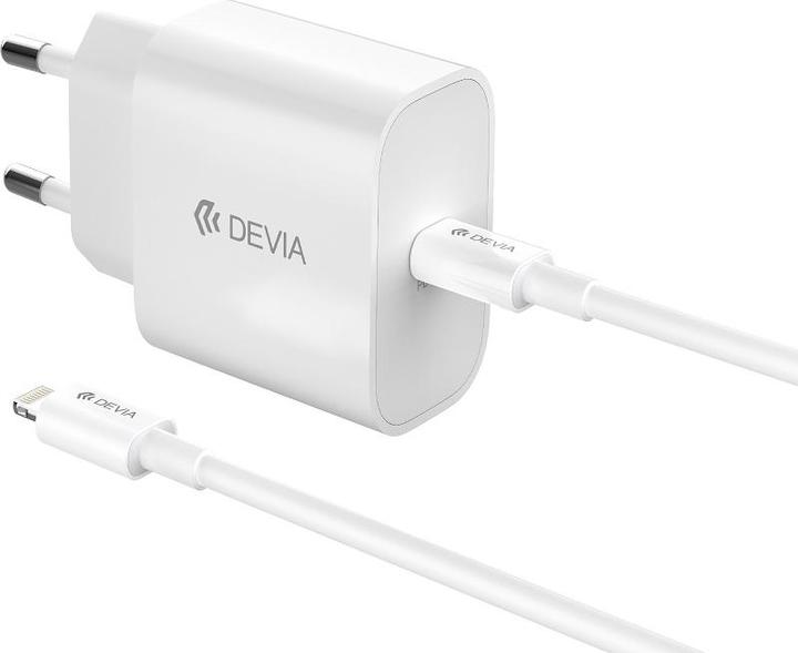 Devia wall charger Smart PD GaN 30W 1x USB-C white + cable USB-C - Lightning (30 W, 1 portion)