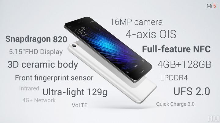 Produktbild Xiaomi Mi 5 (32 GB, White, 5.15", Dual SIM, 4G)