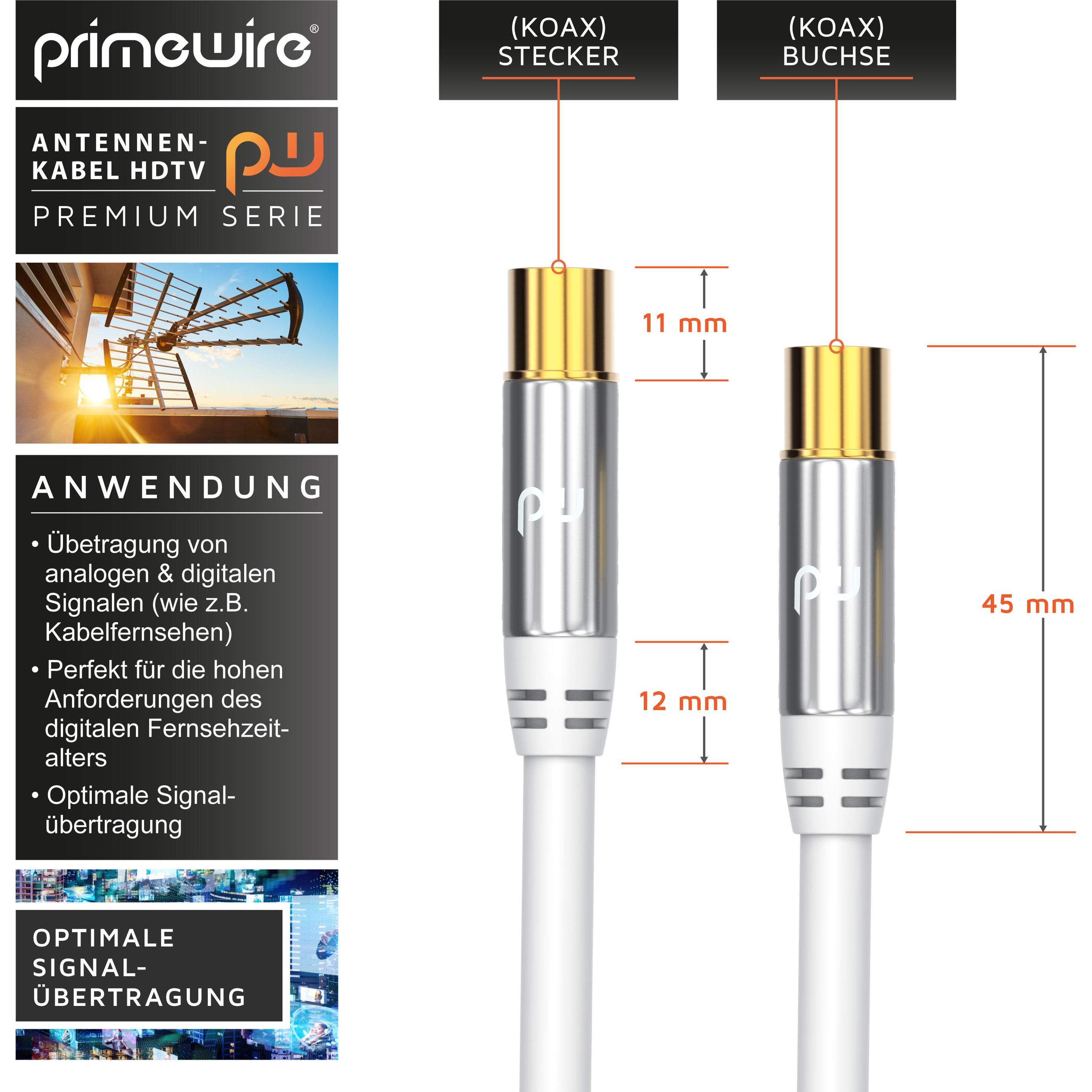 Thumbnail - Primewire Antennenkabel HDTV Premium Koaxialkabel 135dB / 75 Ohm FullHD / 4k Ultra HD Fernsehkabel (85 dB, Antennenkabel...