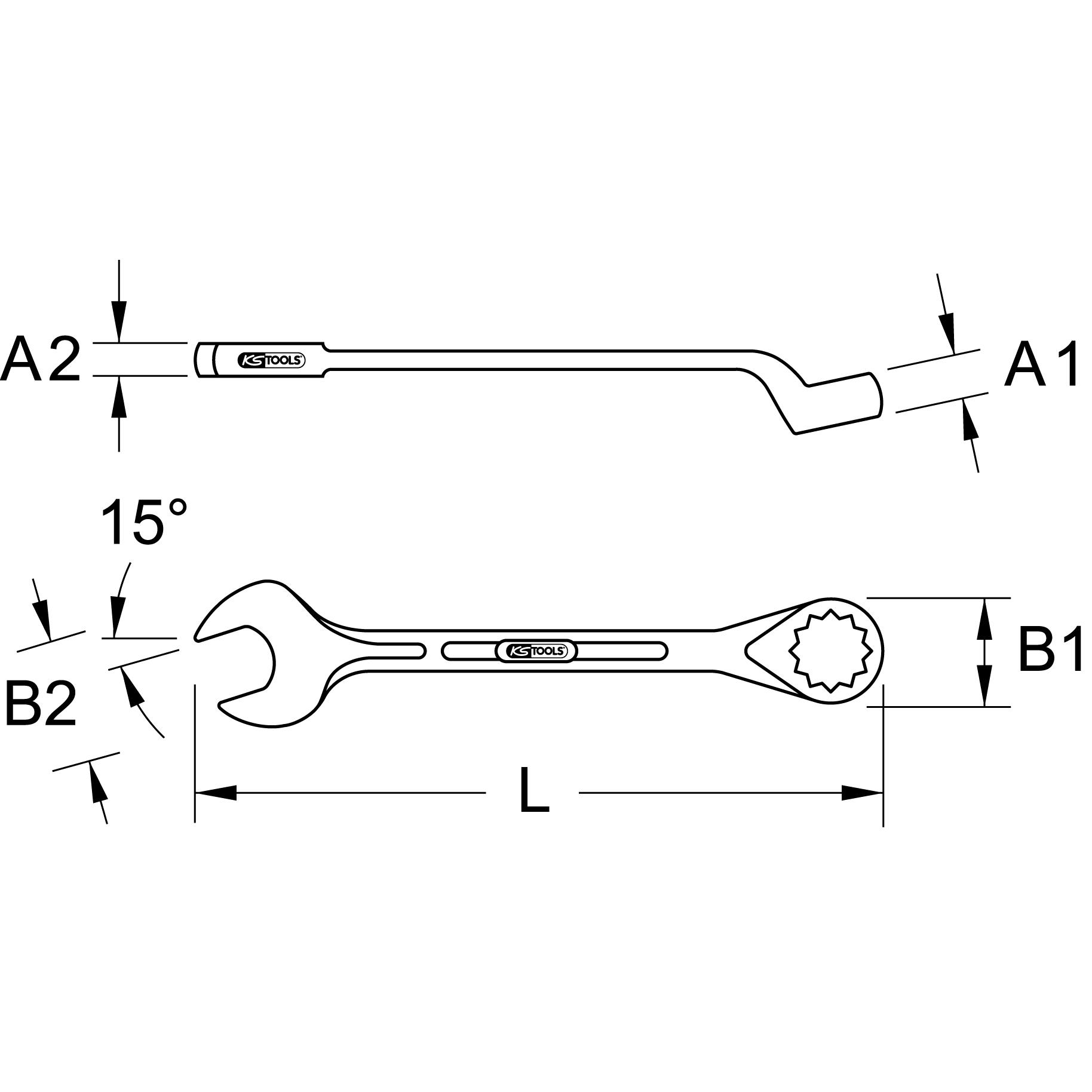 Thumbnail - KS Tools, Schraubenschlüssel, Ringmaulschlüssel gekröpft (15 mm)