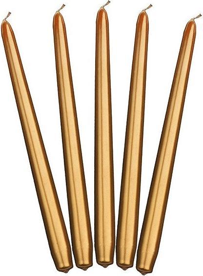Partydeco Taper candles, metallic, gold, 29cm (1 pkt / 10 pc.) (10 Stk.)