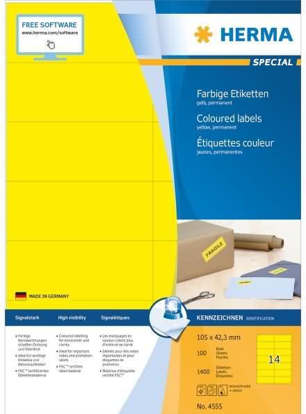 Actual product image HERMA Coloured labels A4