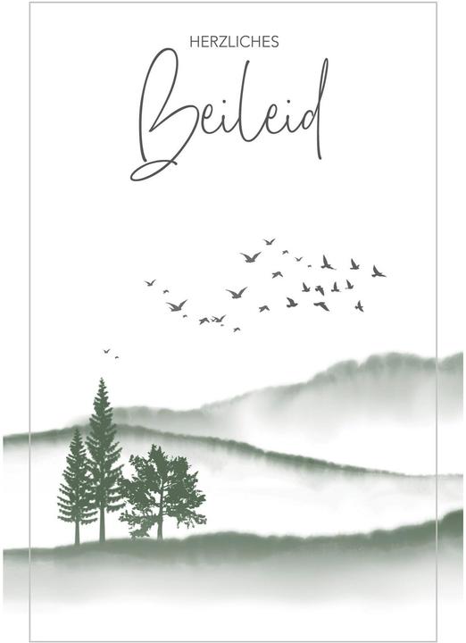 ABC Trauerkarte Berglandschaft mit Vogelschwarm B6 (1 Stk.)