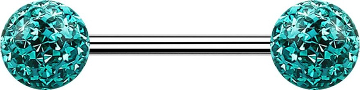 Produktbild Star Piercing Micro Barbell silber mit zwei Kugeln türkis Epoxy Schutzschicht (Chirurgenstahl 316L, ohne Messing)