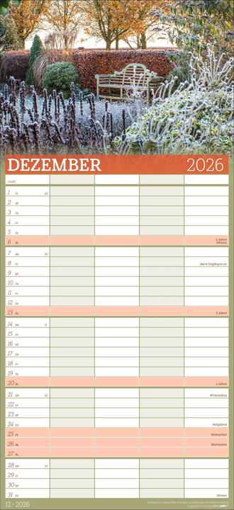 Produktbild Garten Familienplaner 2026 (22 x 48 cm, Deutsch)