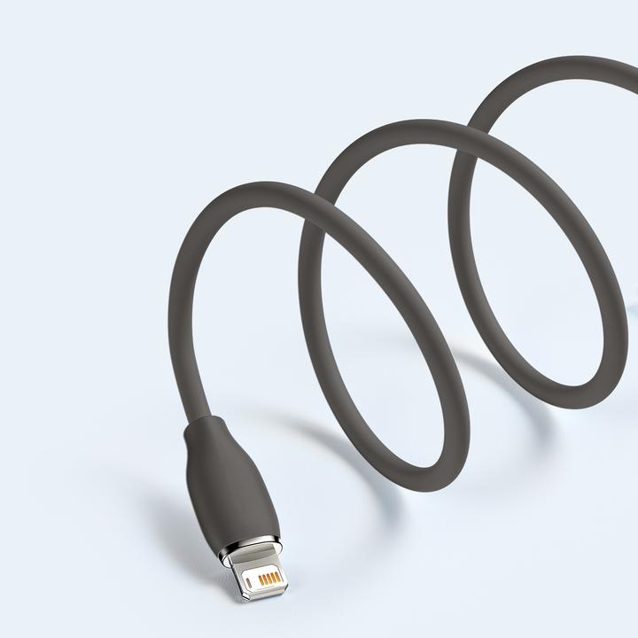 Actual product image Baseus Jelly Liquid Silica Gel Fast Charging Data Cable USB to iP 2.4A 2m Black (2 m, USB 2.0)