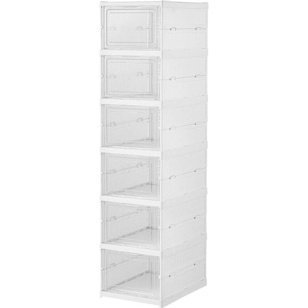 Fulmo, Scarpiera, Folding shoe rack, 6 pairs, white, 25,5 x 34,5 x 105 cm (25.50 x 34.50 x 105 cm)