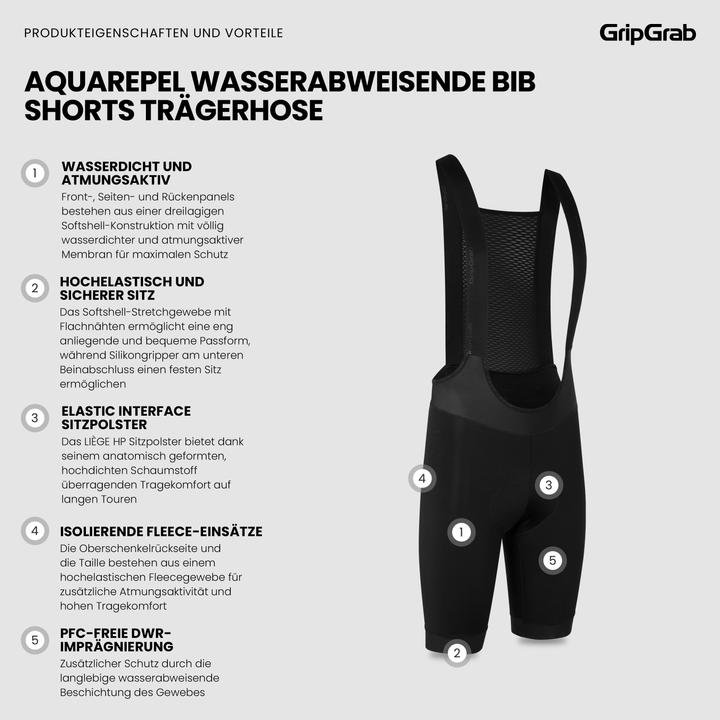 Produktbild GripGrab AquaRepel Water-Resistant Bib Shorts Trägerhose (M)