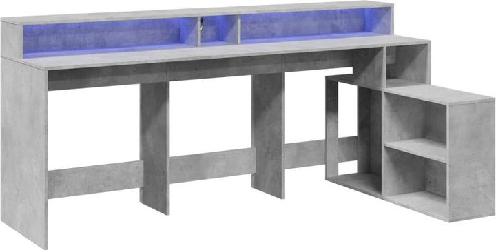 Actual product image vidaXL LED desk Computer desk Work desk Office desk Brown oak look (200 x 104 x 91 cm)