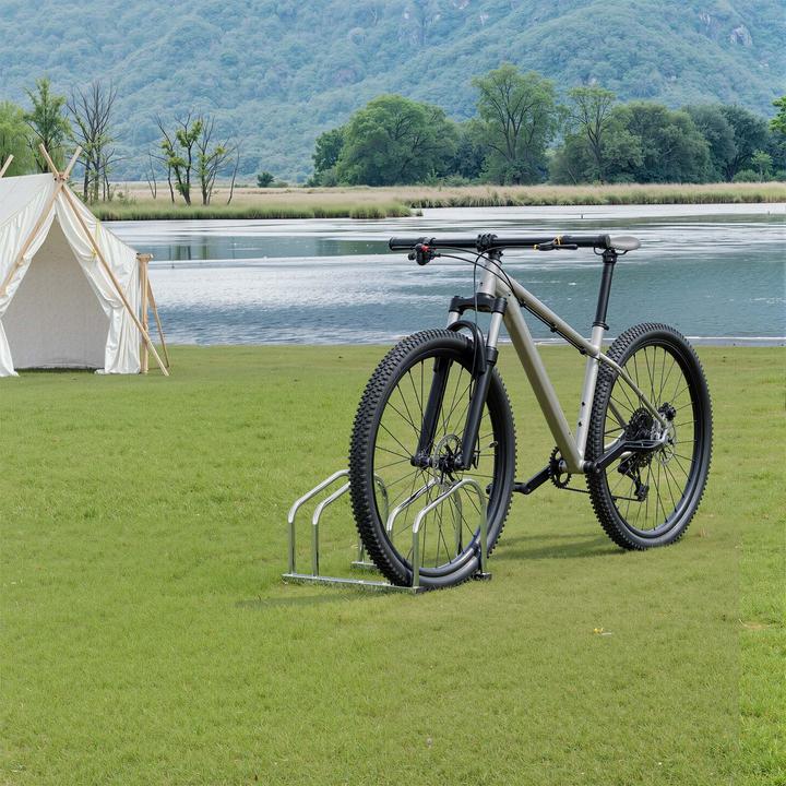 Actual product image Toboli Bicycle Stand for 2 Bikes Multiple Rack Made of Galvanised Steel for Indoor and Outdoor
