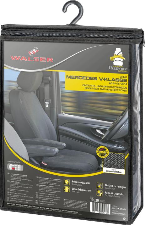 Walser Seat covers for Mercedes V-Class 477 for single seat driver with armrest inside BJ 06/2014 - today