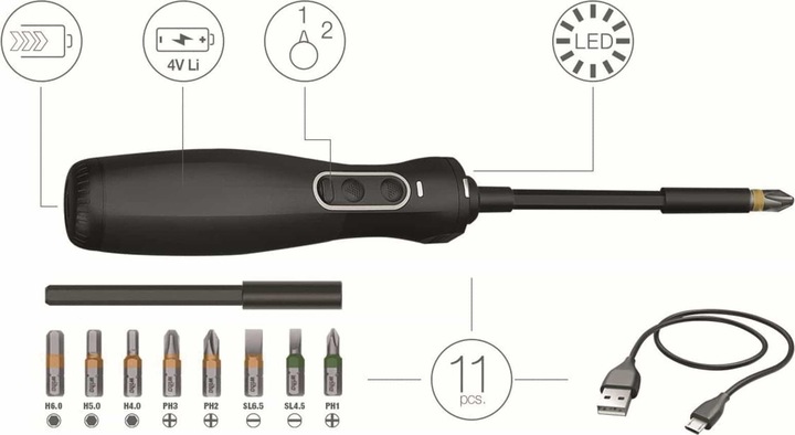 Actual product image Wiha zai Hause E-screwdriver set, 11 pcs.
